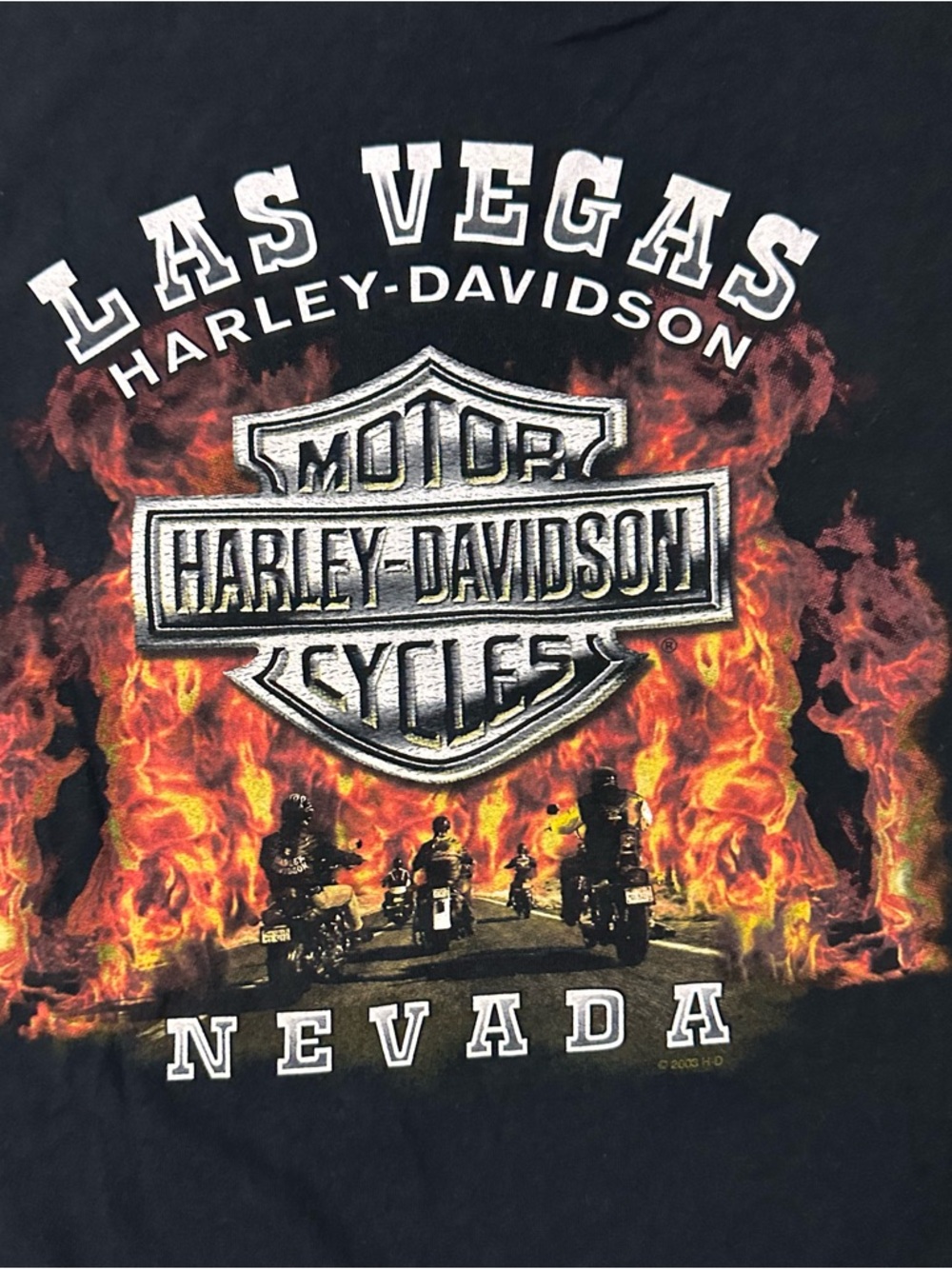 Vtg 2003 Harley Davidson Las Vegas Beefy-T Shirt Mens XL Flames Motorcycle Biker